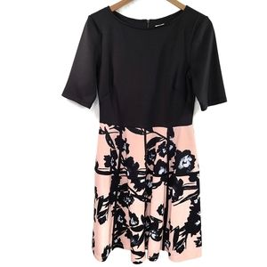 Julian Taylor Shortsleeve Scuba Floral Pink Dress